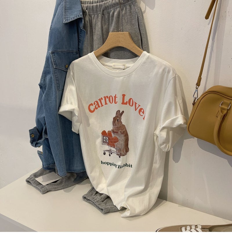 Summer American Retro Cartoon Printed Round Neck Short-Sleeved T-Shirt Women'S Loose Half-Sleeved Top Ins Trendy - Image 1