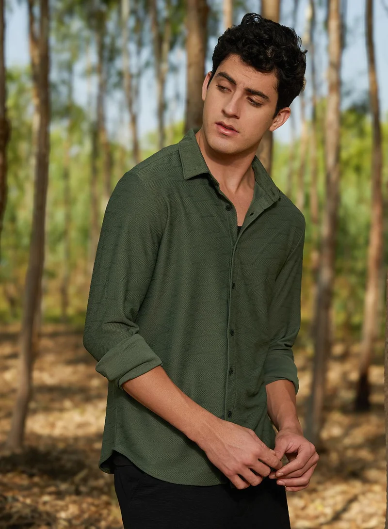 كامبوس سوترا Men's Sacramento Green Spirit Weave Shirt