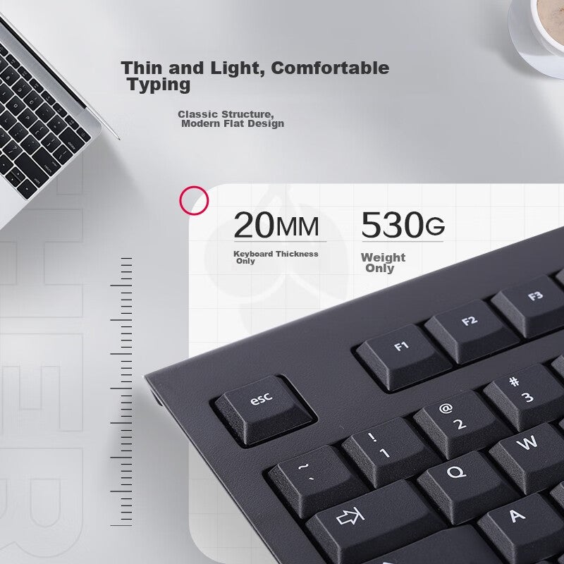 CHERRY KC1000 Membrane Keyboard, Office Keyboard, Quiet Wired Laptop External Keyboard, Slim And Lightweight, Durable, Chocolate Keys, Multimedia Additional Keys, Black - Image 2