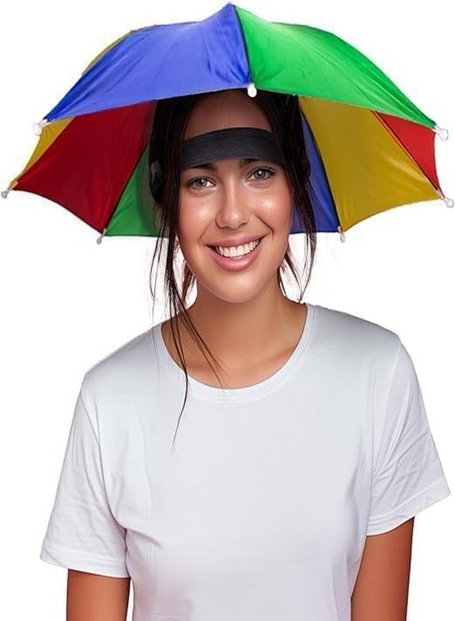 EXEMARTZ Hands-Free Rainbow Umbrella Hat, Adjustable Head Cap with Elastic Band for Camping, Beach, Hiking, Sun Protection (Pack of 1) - Image 1