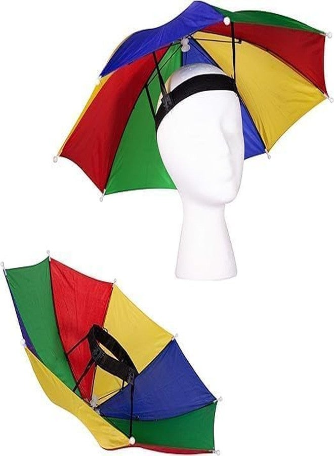 EXEMARTZ Hands-Free Rainbow Umbrella Hat, Adjustable Head Cap with Elastic Band for Camping, Beach, Hiking, Sun Protection (Pack of 1) - Image 2