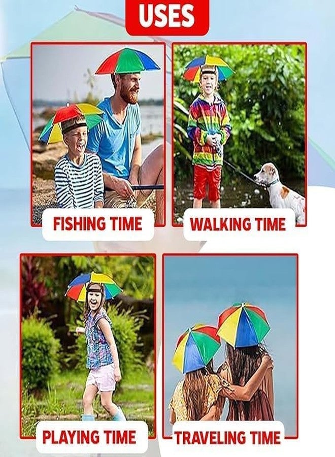 EXEMARTZ Hands-Free Rainbow Umbrella Hat, Adjustable Head Cap with Elastic Band for Camping, Beach, Hiking, Sun Protection (Pack of 1) - Image 5