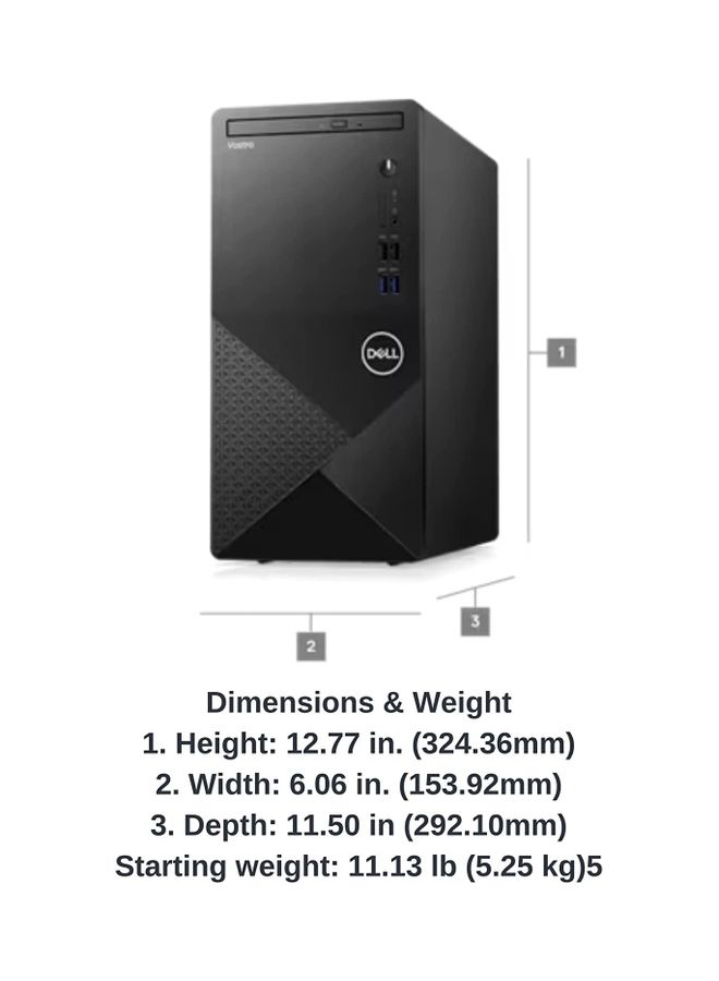DELL Vostro 3910 Tower PC, Core i5 Processor/8GB RAM/512GB SSD/Intel UHD 600 Graphics/Windows 11 Pro With Keyboard-Mouse Black - Image 4