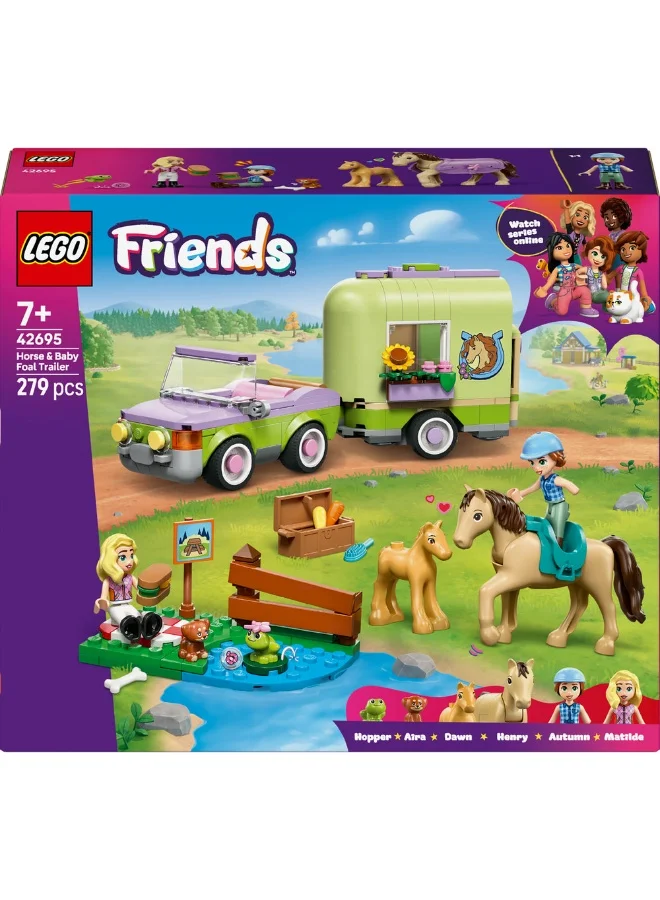 LEGO Friends Horse & Baby Foal Trailer with Car Toy 42695 (Age 7+, 279 Pieces)