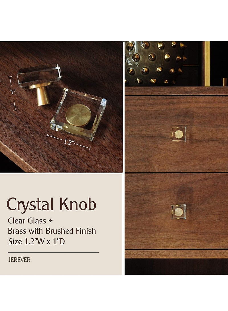 SOLARAE Glass Crystal Knobs, Cabinet Knobs and Pulls, Oval Crystal Knobs for Dresser Drawers, Brass Drawer Pull Cabinet Handle Gold Furniture Hardware for Dresser Kitchen 6 Pack - Image 5