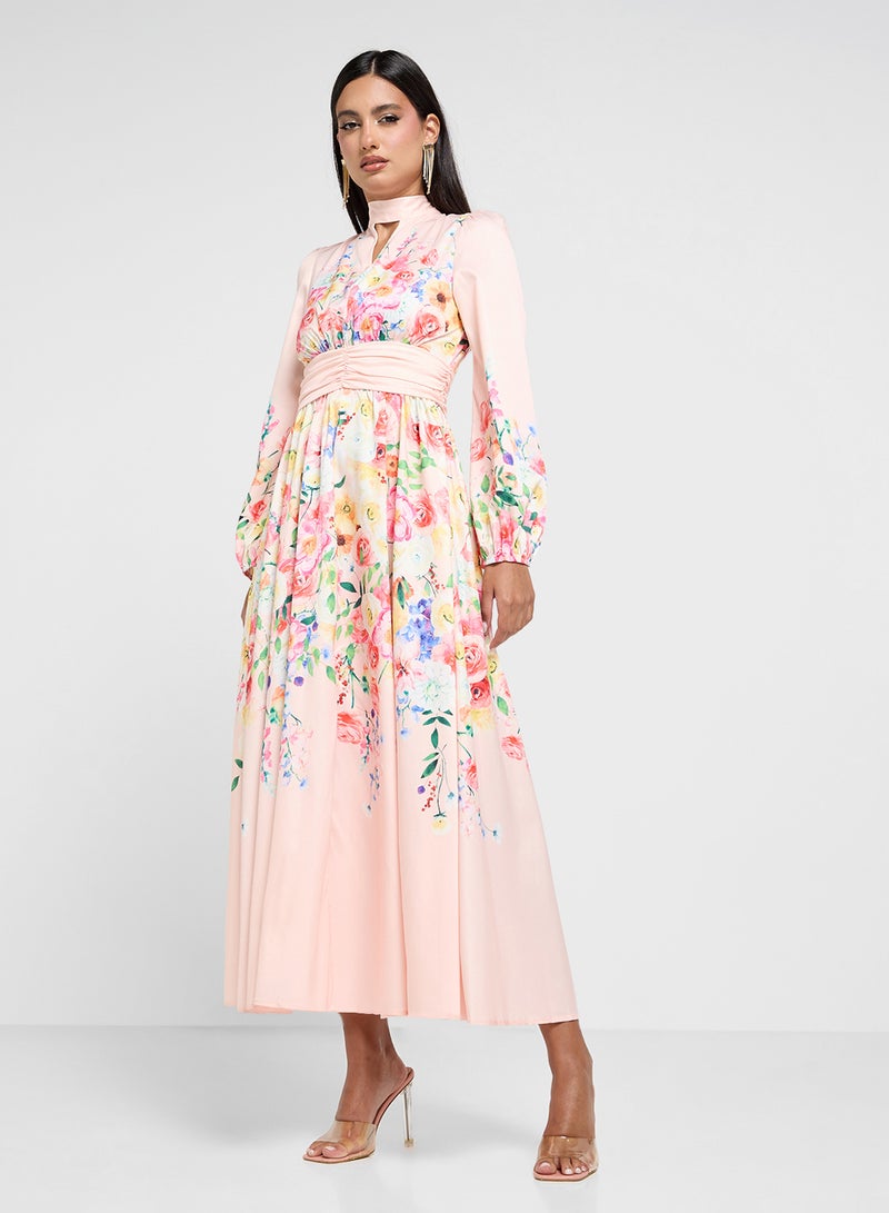 خزانة فستان بياقة تشوكر مزين بالزهور - Image 1