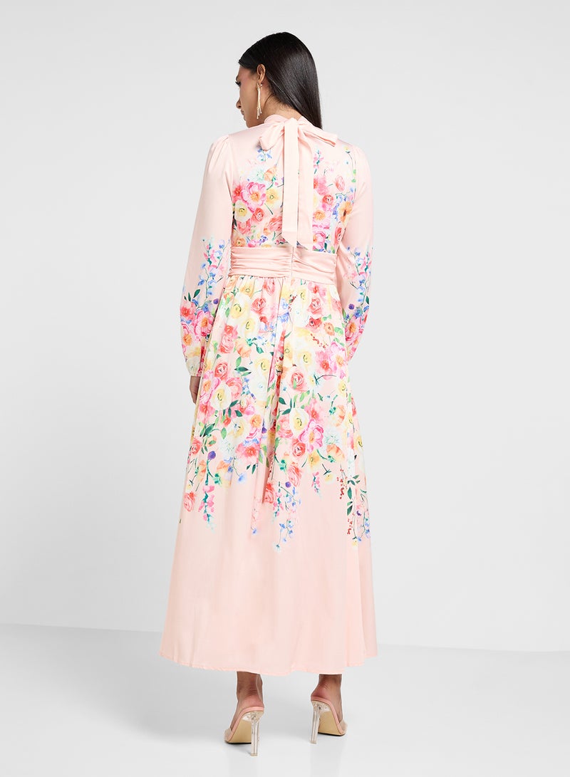 خزانة فستان بياقة تشوكر مزين بالزهور - Image 2