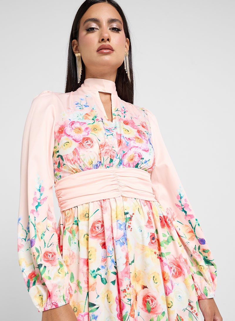 خزانة فستان بياقة تشوكر مزين بالزهور - Image 3