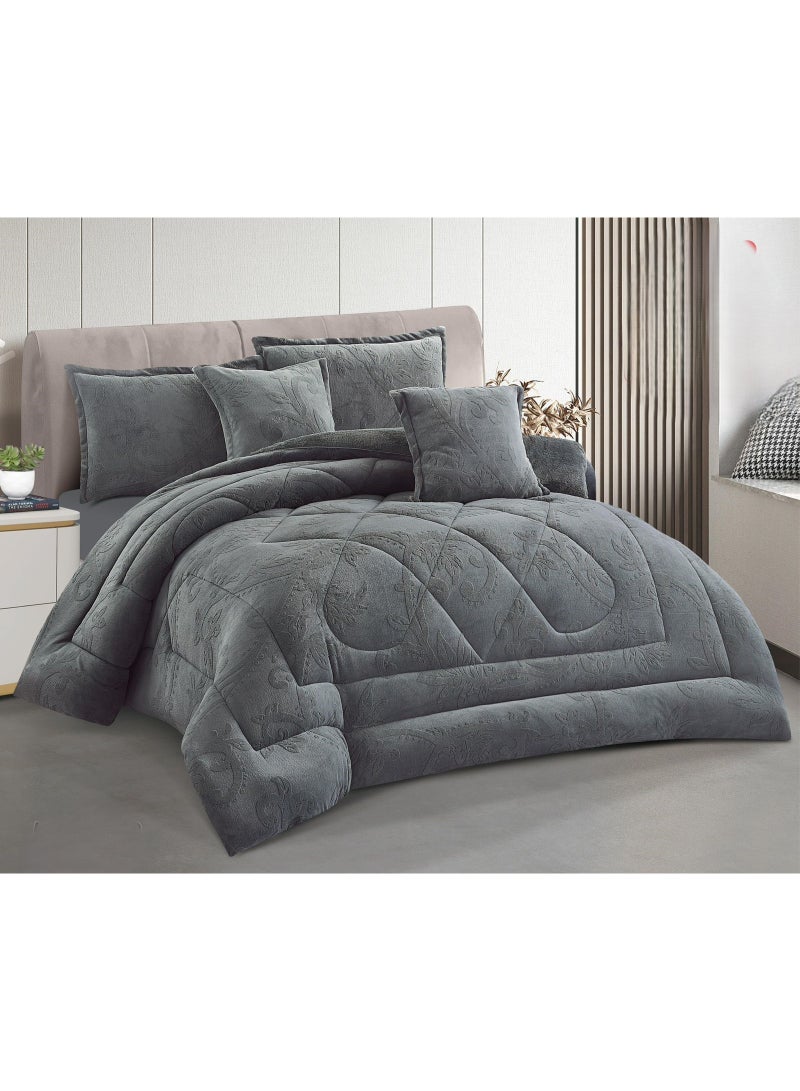 Roshen 4-piece winter single bed sheet set, soft velvet middle filling with plain fur, double-sided, velvet material, quilt size 210*170