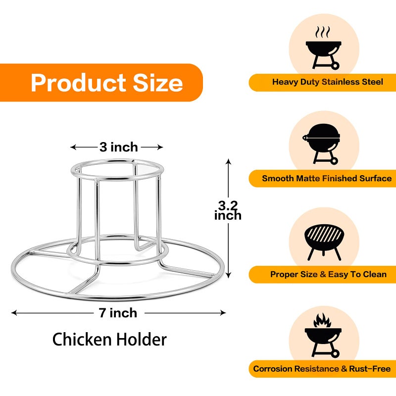HaSteeL Beer Can Chicken Holder 3Pcs, Includes Stainless Steel Vertical Chicken Roaster Stand Rack, Heavy Duty Roasting Drip Pan & Silicone Oil Brush, Great for Smoker Grill Oven BBQ, Dishwasher Safe - Image 2