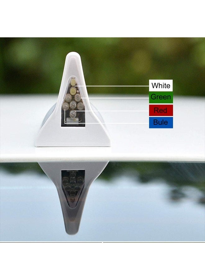 Shark Fin Antenna Solar Power LED Warning Tail Light Car Roof Antenna Decor Tail Light (Grey) - Image 2