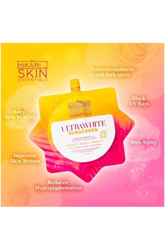 Hikari 3 Packs Hikari Skin Essentials Ultra White Sunscreen 50ml – SPF50 PA+++++++, Ultra-Lightweight Airy-Fit, Whitening & Moisturizing, Water-Resistant, Fast-Absorbing Gel - Image 3
