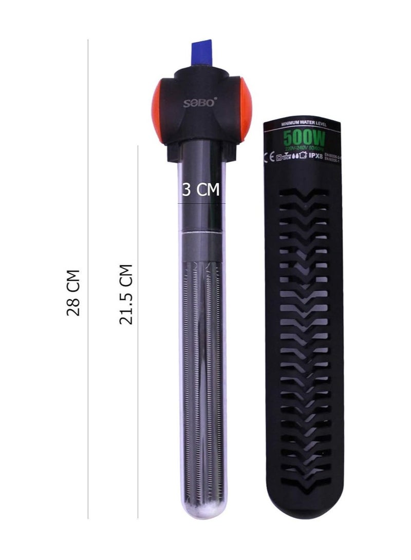 SOBO SOBO Ultra Short Quartz 500W Glass Heating Rod for Fish Tank Aquarium Heater with Free Key Ring (HQ-500) - Image 2