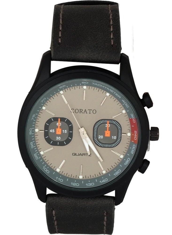 Corato Dark Brown Leather Quartz Watch - Image 1
