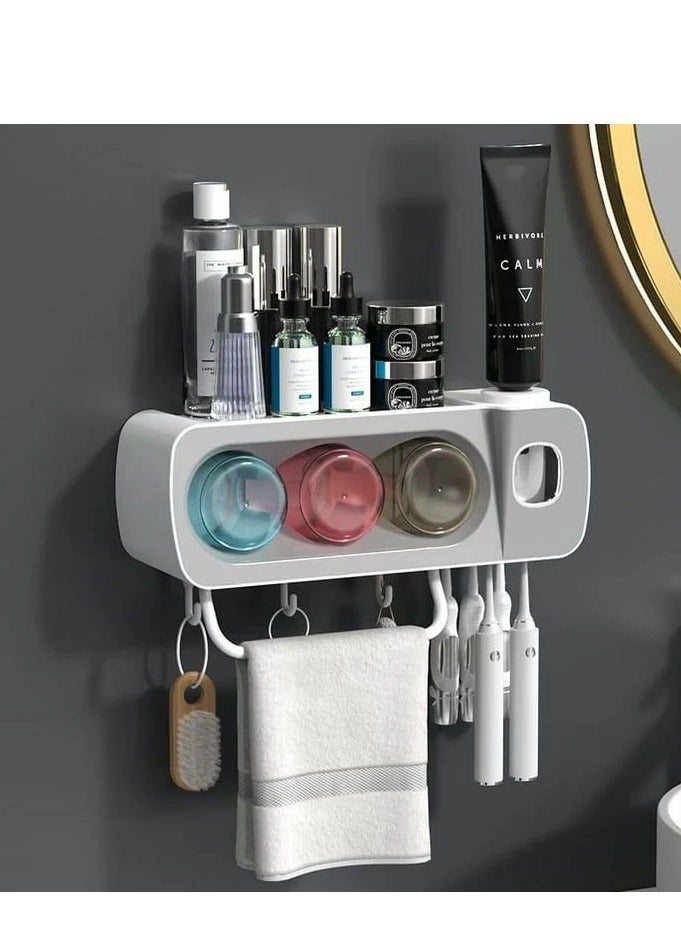 Floor Holder and Organizer – Multi-Tier Standing Storage Rack for Bathroom, Kitchen, or Living Room | Freestanding Metal Organizer for Towels, Toiletries, Baskets, or Supplies 