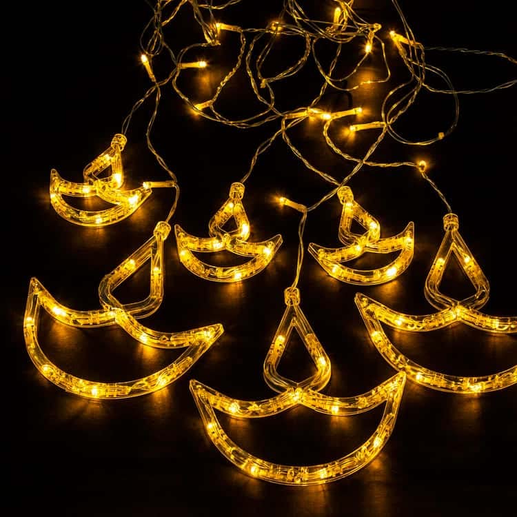 FLYNGO FLYNGO 12 Diya 138 LED Curtain String Lights for Decoration Window Lights with 8 Flashing Modes for Home Decoration for Diwali Wedding Party Christmas Balcony Warm White Diya Diya  - Image 3