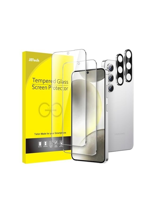 Jetech Screen Protector for Galaxy S24 5G 6.2-Inch with Camera Lens Protector, Tempered Glass Film, Fingerprint ID Compatible, HD Clear, 2-Pack Each - Image 1
