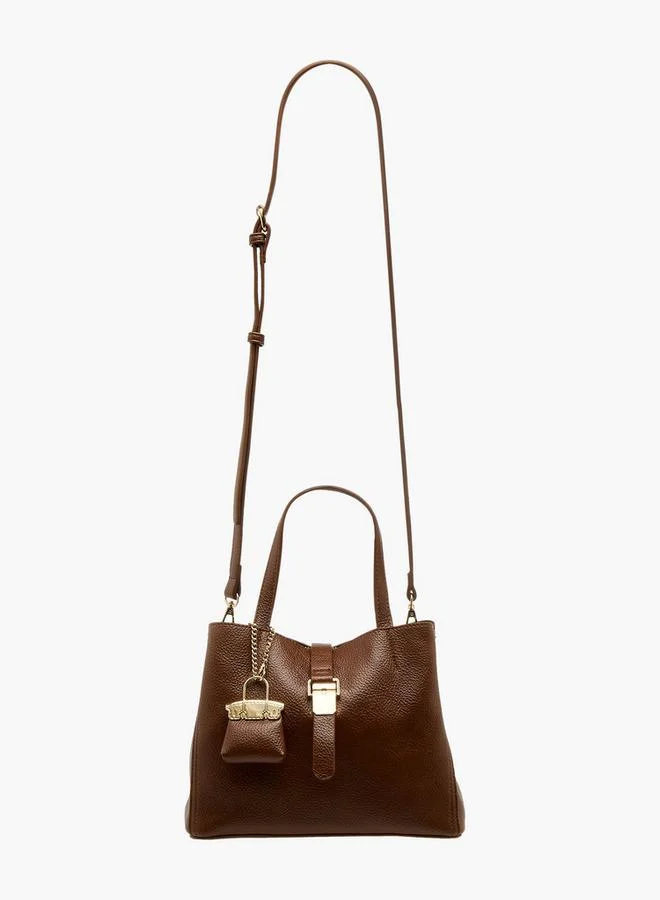 Flora Bella By Shoexpress Solid Tote Bag with Charm Accent