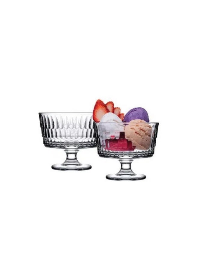 باساباتشي Pasabahce Rain Ice Cream Cups Set of 2Pcs (240ml)Turkey Made - Image 1