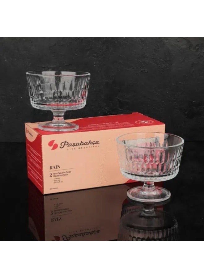 باساباتشي Pasabahce Rain Ice Cream Cups Set of 2Pcs (240ml)Turkey Made - Image 2