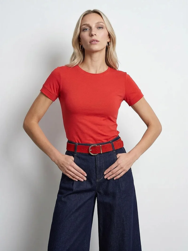 ديلفين DILVIN Women's Slim Fit Crew Neck T-Shirt