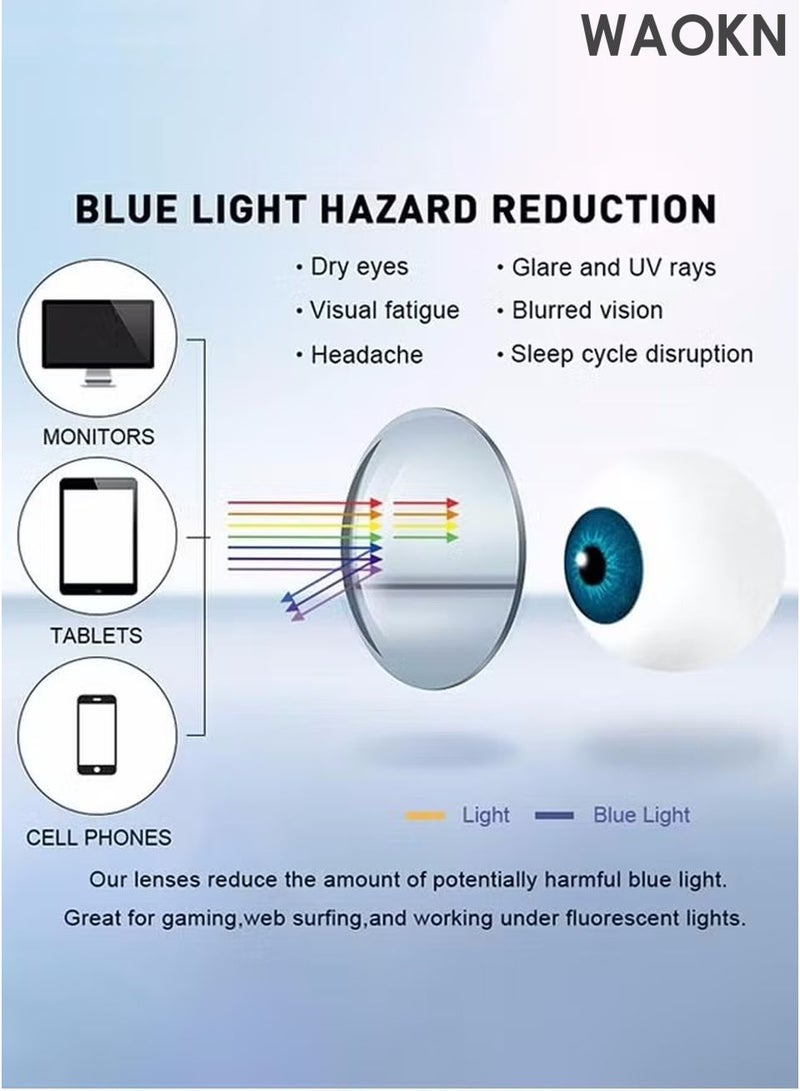 WAOKN Blue Light Blocking Glasses Blue Light Filter Computer Reading Gaming TV Phones Browline Eyeglasses Fashion Anti Glare/UV 400/Eye Strain Eyestrain Headache Eyewear for Men - Image 2