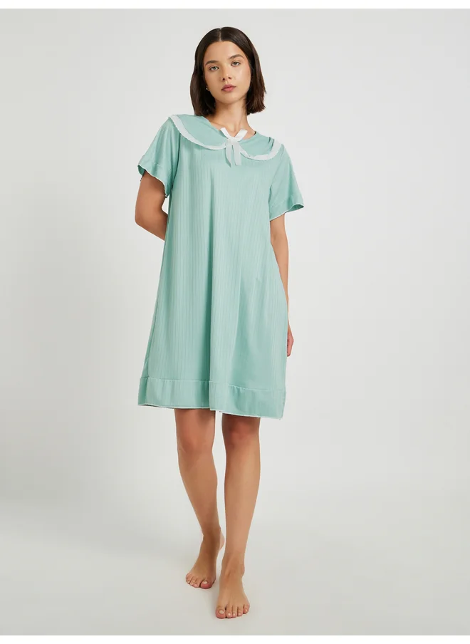 Take Two Take Two Texture Ribbed Peter Pan Neck Nightdress