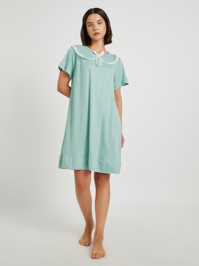 تايك تو قميص نوم بيتر بان مضلع بنسيج مزدوج - Image 1