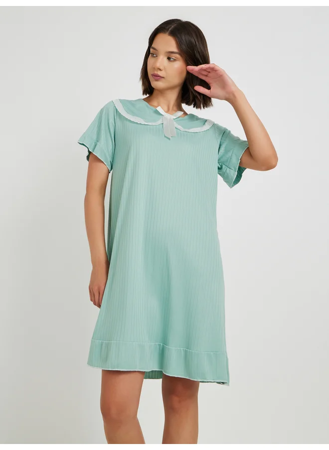 Take Two Take Two Texture Ribbed Peter Pan Neck Nightdress