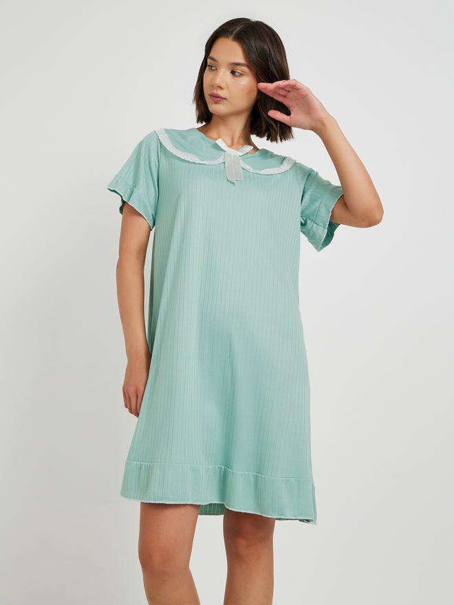 تايك تو قميص نوم بيتر بان مضلع بنسيج مزدوج - Image 2