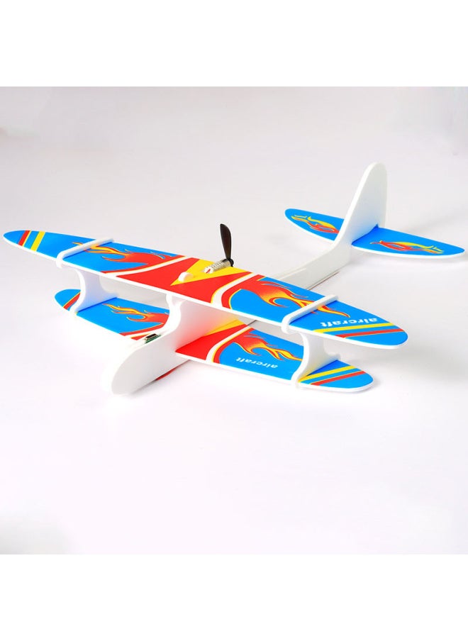 Generic - USB Charging Electric Hand Throwing Foam Aircraft Children's Assembled Biplane Glider Boys Outdoor Model Plays Source-Color:Wright Double Wing No. 1 (with Lights)-Specifications:Four Frames (color Remarks) Will Be Sent Randomly Without Remarks - Image 1