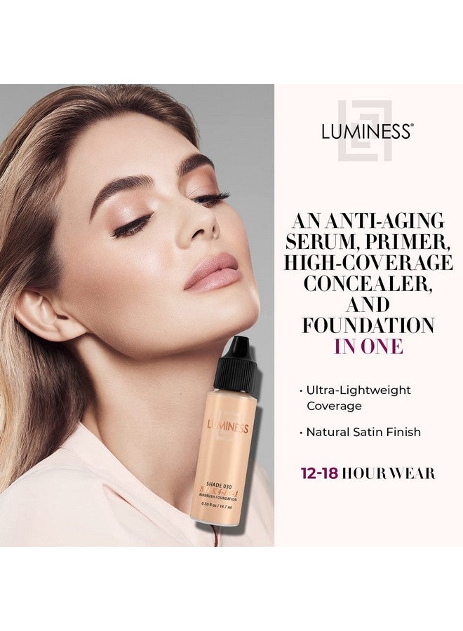 Luminess Air Silk 4-In-1 Airbrush Foundation- Foundation, Shade 030 (.5 Fl Oz) - Sheer to Medium Coverage - Anti-Aging Formula Hydrates and Moisturizes - Professional Makeup Kit for Cordless Air Brush - Image 2