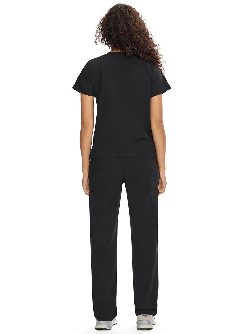 COZYFIT Scrubs for Women Set Medical Uniform - V-Neck Top & Straight Leg Pants with 9 Pockets, Unisex Workwear COZY SCRUBS, Black, 2XL - Image 2