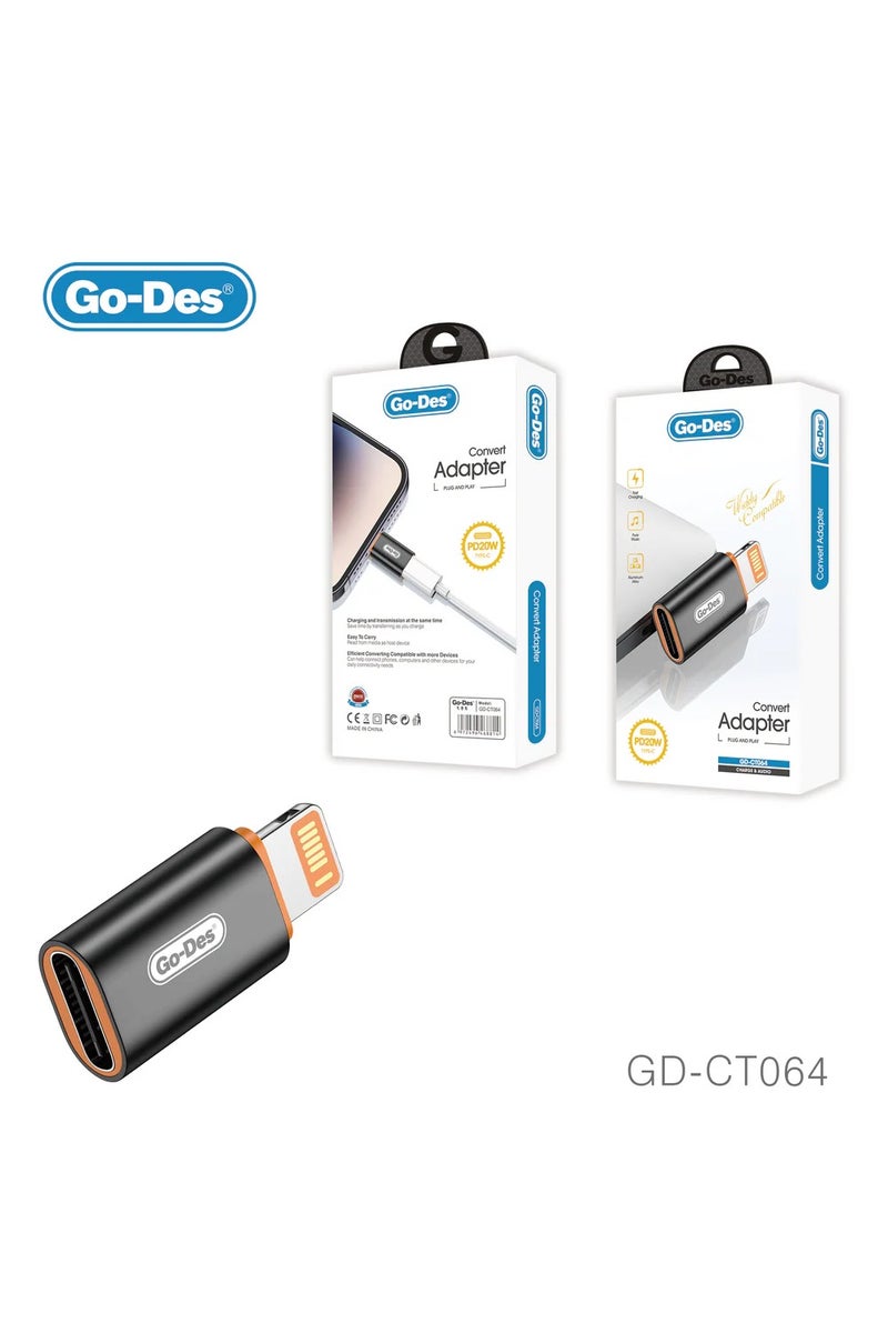 GO-DES Lightning Converter Adapter Compact PD Fast Charging Data Transfer Adapter for iPhone iPad - Image 2