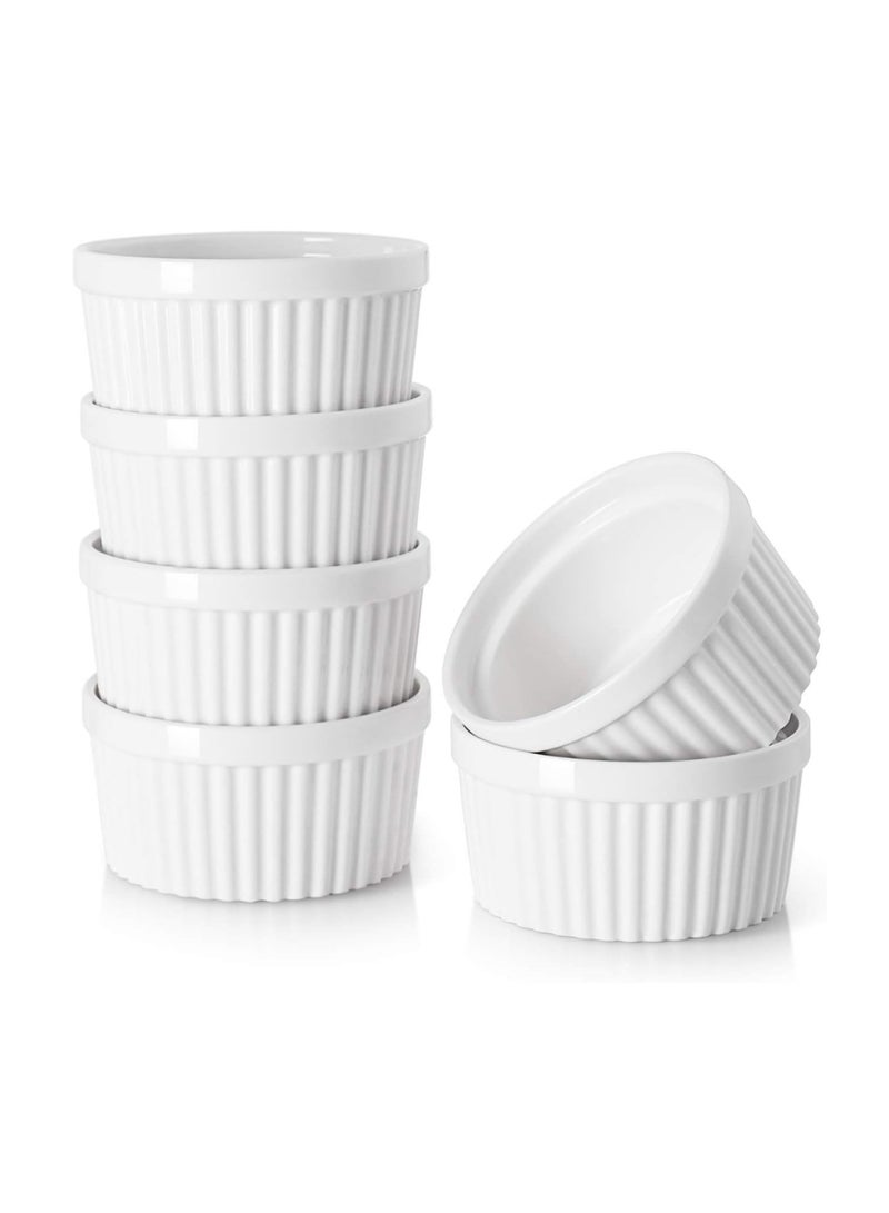 Ramekins For Creme Brulee, Porcelain Ramekins Oven Safe, Classic Style Ramekins For Baking, Souffle Ramekins Bowls, Set Of 6 - Image 1