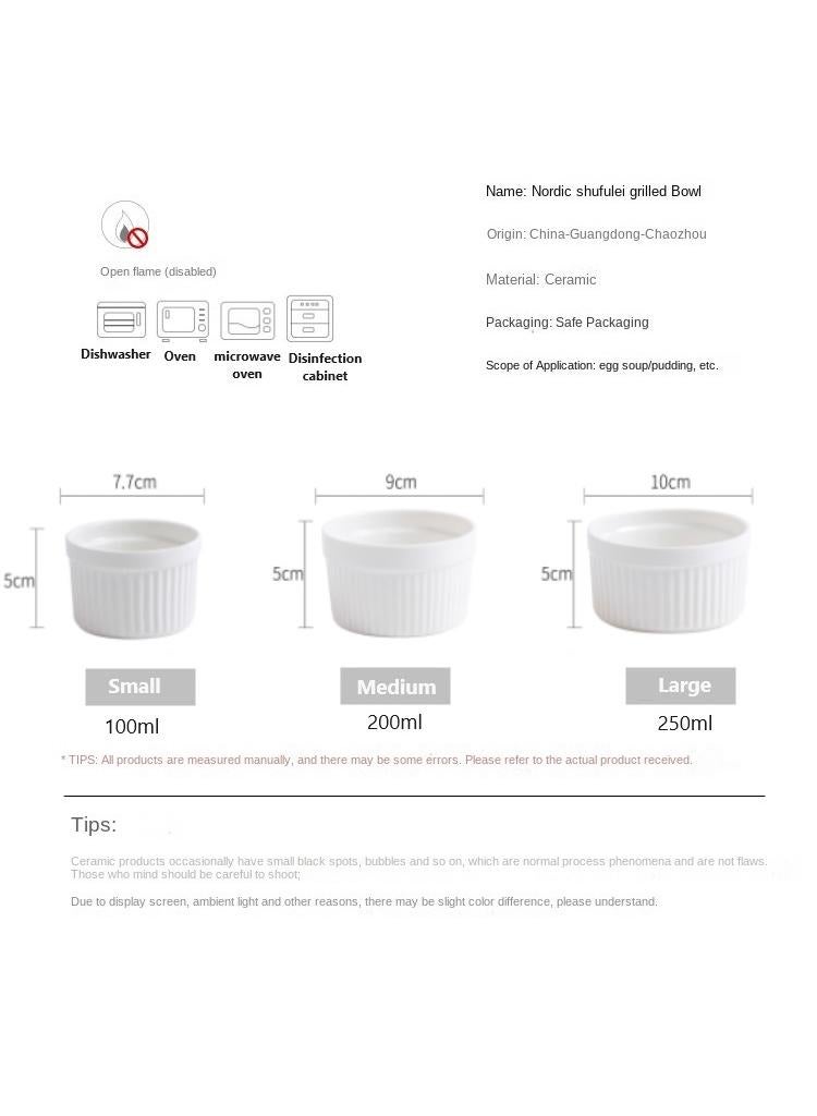 Ramekins For Creme Brulee, Porcelain Ramekins Oven Safe, Classic Style Ramekins For Baking, Souffle Ramekins Bowls, Set Of 6 - Image 2