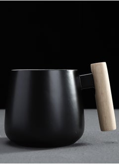 Aideli Ceramic coffee mug with wooden lid, gift mug Black  - Image 2