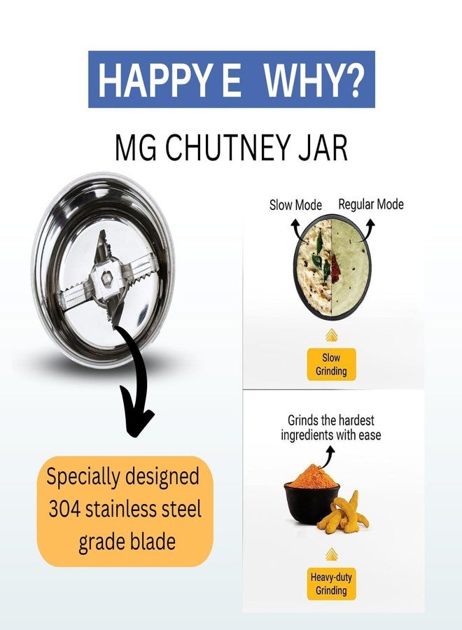 HAPPY E Heavy Quality Mixer Grinder Chutney Jar (400 ml) Suitable for All mixer Grinder – Prestige, Activa, Sumeet, Orient, Crompton, Lifelong, Jaipan, Longway, Ganga, Bajaj, Preethi | SS - Image 4
