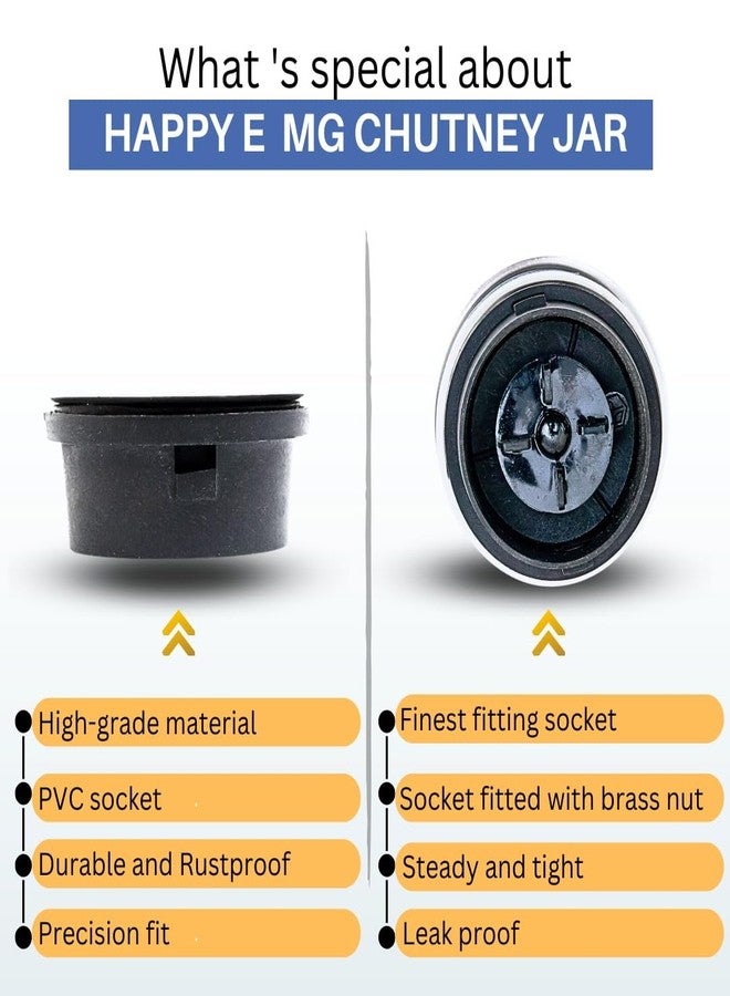 HAPPY E Heavy Quality Mixer Grinder Chutney Jar (400 ml) Suitable for All mixer Grinder – Prestige, Activa, Sumeet, Orient, Crompton, Lifelong, Jaipan, Longway, Ganga, Bajaj, Preethi | SS - Image 3