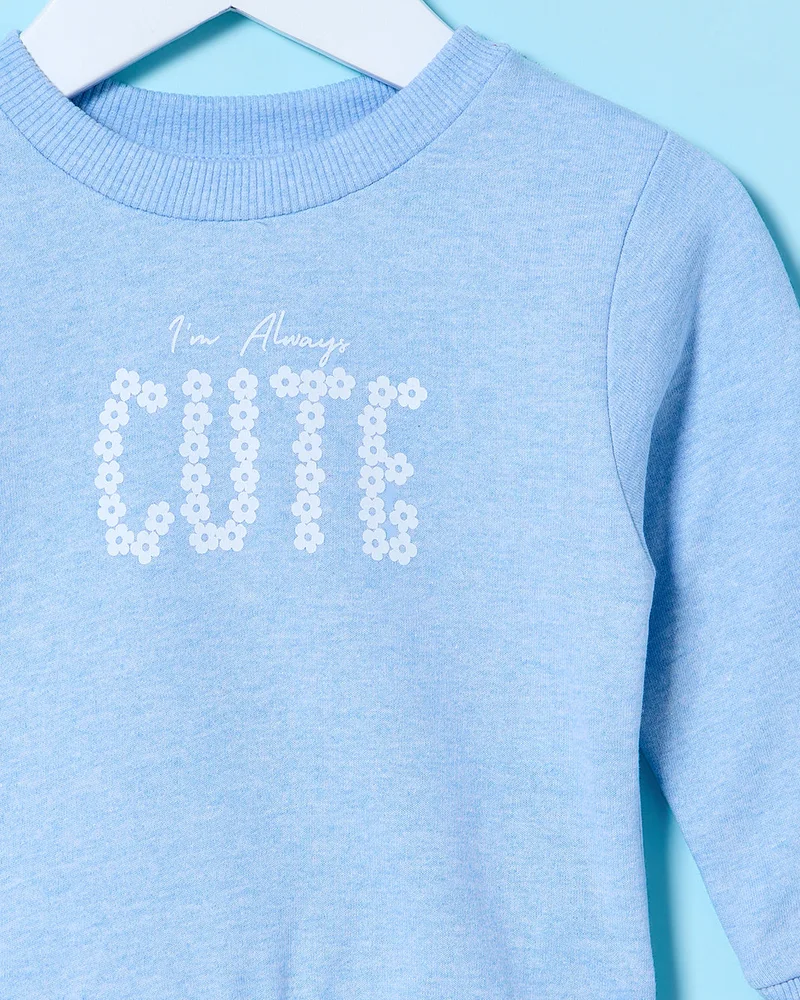 Redtag Infant Girls Blue Printed Sweatshirt