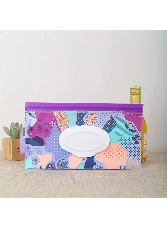 حاوية مناديل مبللة قابلة لإعادة الاستخدام باللون الأرجواني مع موزع حامل سفر محمول - Image 5