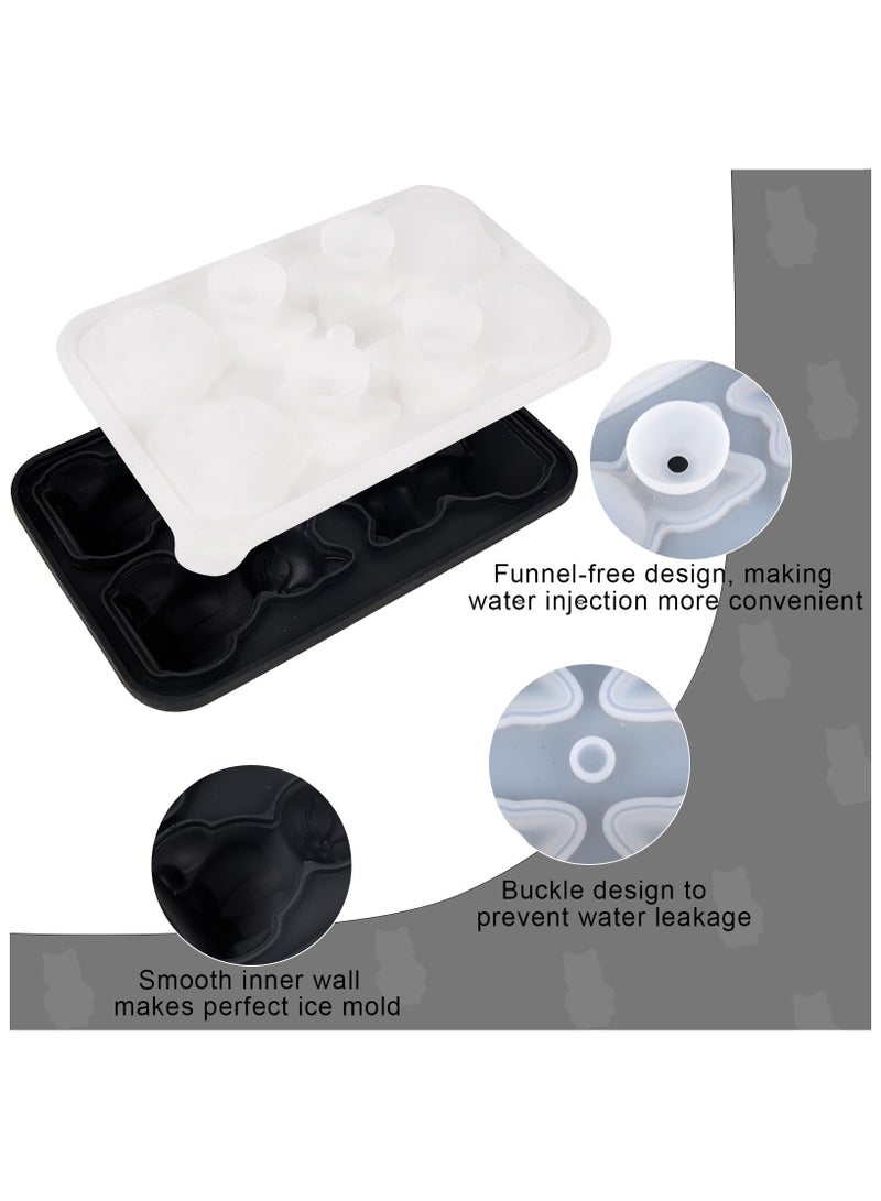 SOLARAE Cat Ice Cube Mold, 2pcs Silicone Cat Shape Ice Cube Tray for Cocktail Whiskey Bourbon Chilling, Slow-Melting 4-Hole Reusable Large Fun Shapes Ice Molds, Cute Cat Gifts for Cat Lovers Women Men - Image 4