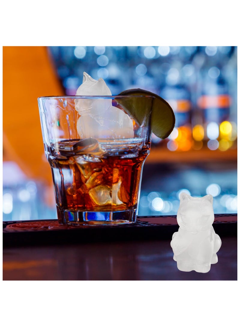 SOLARAE Cat Ice Cube Mold, 2pcs Silicone Cat Shape Ice Cube Tray for Cocktail Whiskey Bourbon Chilling, Slow-Melting 4-Hole Reusable Large Fun Shapes Ice Molds, Cute Cat Gifts for Cat Lovers Women Men - Image 5