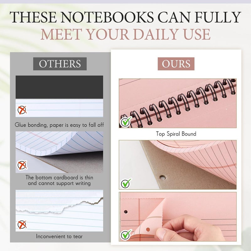 MotiMind 10 Packs 8.5" x 11" Top Spiral Notebook with 3 Hole Punched Legal Pads College Ruled Notepad 50 Sheets Hard Cardboard Paper Wirebound Notepad for Office School Business (Light Colors) - Image 4