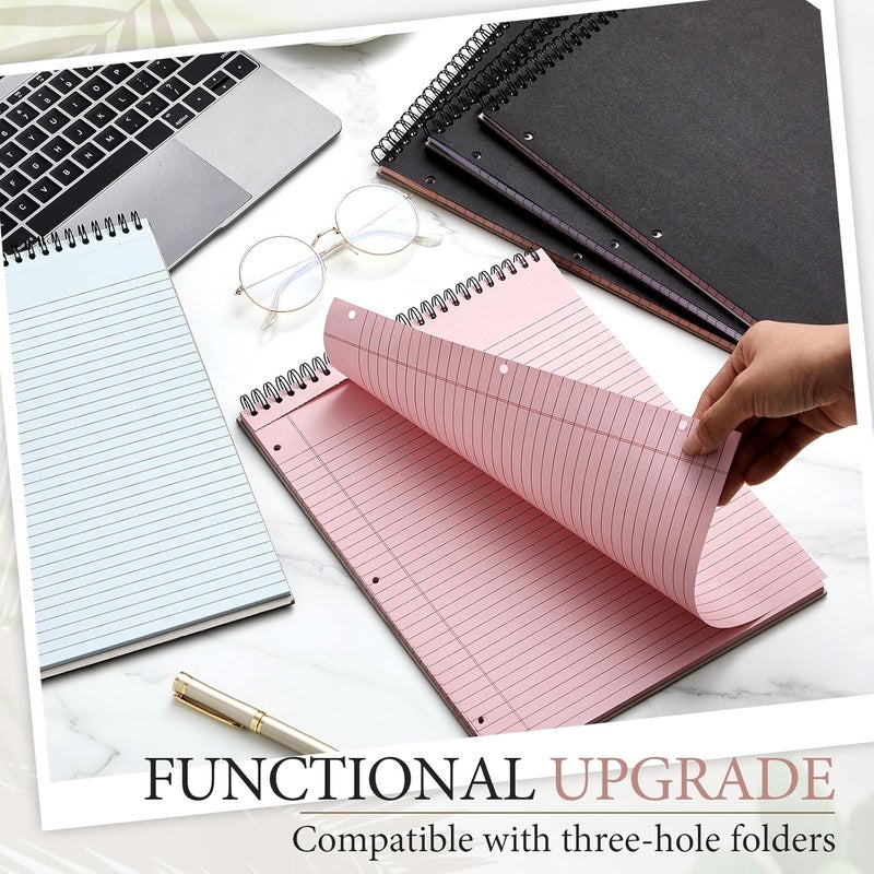 MotiMind 10 Packs 8.5" x 11" Top Spiral Notebook with 3 Hole Punched Legal Pads College Ruled Notepad 50 Sheets Hard Cardboard Paper Wirebound Notepad for Office School Business (Light Colors) - Image 5
