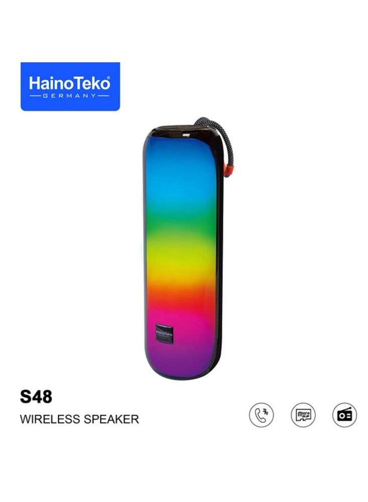 Haino Teko Haino Teko S48 Portable Wireless Speaker with RGB Lights – High-Quality Sound, Compact Design, Ideal for Parties, Outdoor Events, and Music Enjoyment – Black - Image 4