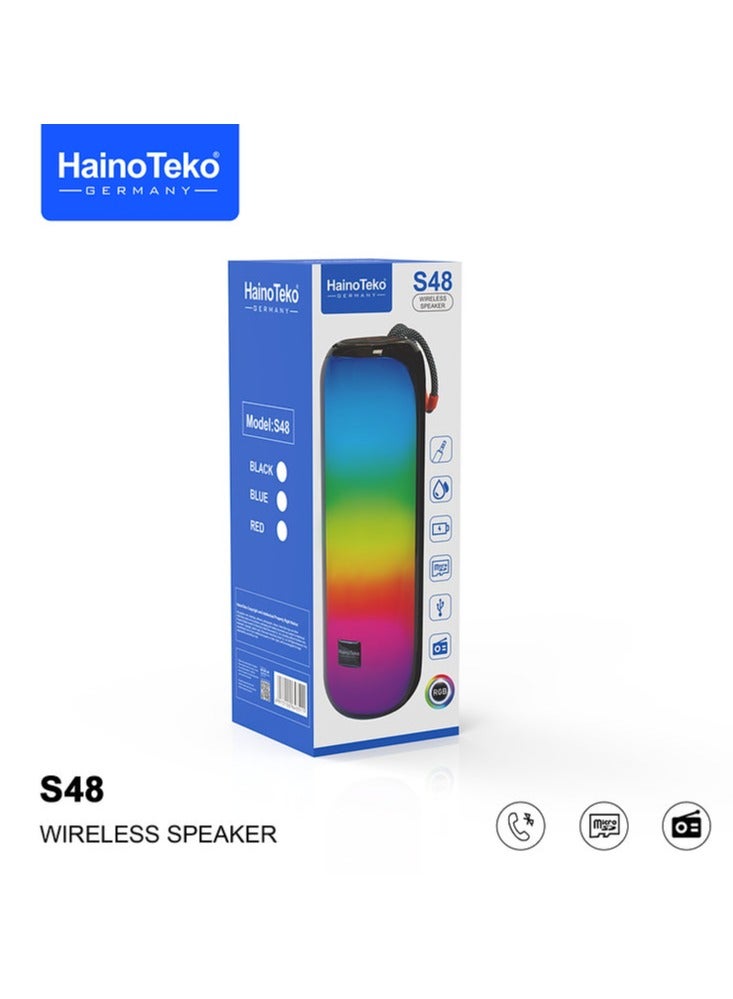Haino Teko Haino Teko S48 Portable Wireless Speaker with RGB Lights – High-Quality Sound, Compact Design, Ideal for Parties, Outdoor Events, and Music Enjoyment – Black - Image 1