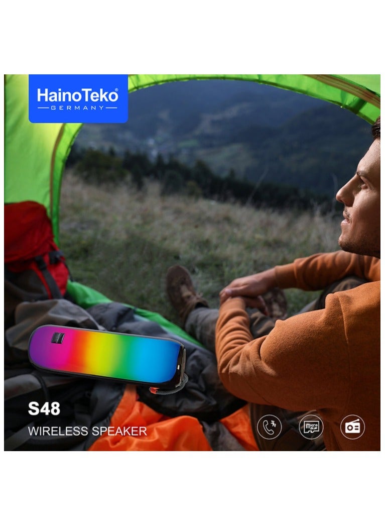 Haino Teko Haino Teko S48 Portable Wireless Speaker with RGB Lights – High-Quality Sound, Compact Design, Ideal for Parties, Outdoor Events, and Music Enjoyment – Black - Image 2