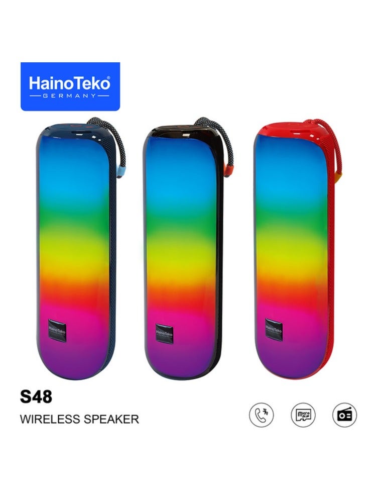 Haino Teko Haino Teko S48 Portable Wireless Speaker with RGB Lights – High-Quality Sound, Compact Design, Ideal for Parties, Outdoor Events, and Music Enjoyment – Black - Image 3