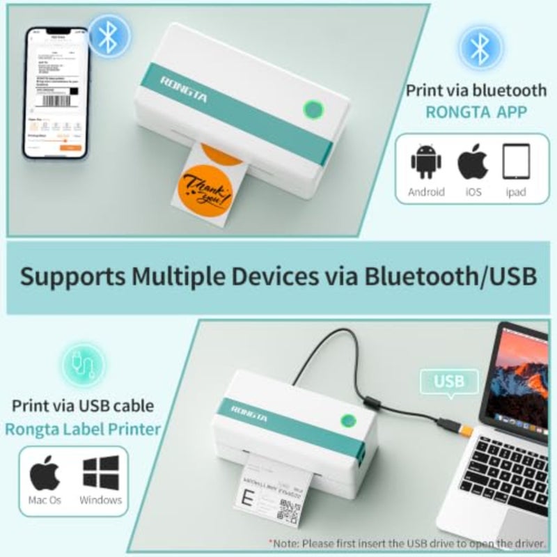 Thermal Shipping Label Printer, Bluetooth Wireless 4x6 Sticker Label Maker for Package, Compatible with Windows, Mac, Android and iPhone, Used for Small Business - Image 2